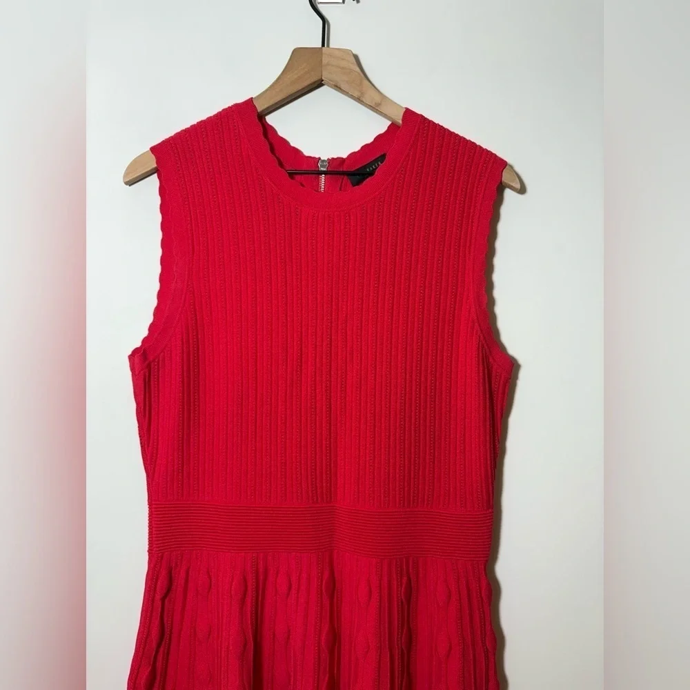 Ted Baker Kamylia Scalloped Knit Skater Dress Bright Red Sz 4